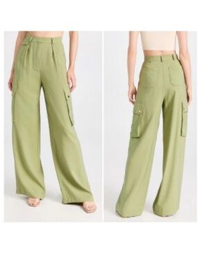 NEW Ramy Brooks Emil Olive Green Wide Leg Cargo Pants